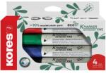 Kores Tábla- és flipchart marker készlet, 3 mm, kúpos, KORES ECO K-Marker XW1 , 4 különböző szín (IK20724)