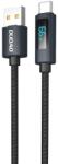 Dudao L7T USB-A - USB-C 66W adatkábel, 1m, fekete, LED kijelzővel