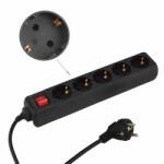 Platinet OMEGA OL5G15 Hálózati 5-ös elosztó kapcsolóval fekete 1.5m (OL5G15)