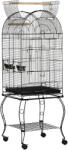 PawHut madárkalitka kanáriknak és papagájoknak, fém volier kerekekkel, fekete 51x51x153 cm