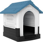 PawHut Cușcă pentru Câini Mici de Exterior din Plastic cu Ferestre și Bază Ridicată, 64, 5 x 57 x 66 cm, Albastru