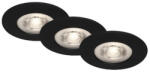 Briloner Spot LED încastrat Briloner Kulana 5W 460 lumeni, 3000K, Ø90 mm, negru, pachet 3 bucăți (7046-035)