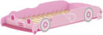Aiyaplay Pat pentru Copii de 3-5 Ani în Formă de Mașină cu Margini de Siguranță Ridicate, 140x70 cm, Roz