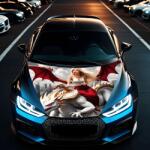  " Hood Art" autótetőfólia, kültéri használatra, L méret (180 x 130cm) - Kód: AVX-CAPOTA-009L