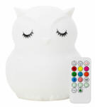 FreeON Lampa de veghe, FreeON, Silicon moale, Cu telecomanda si cablu USB, Cu 9 culori diferite si cronometru, Owl (84980) - roua