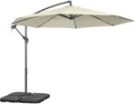 Outsunny Függő Napernyő Kereszt Alakú Talppal, Súlyokkal, Kurblival és UV-védelemmel, Ø3x2, 5 m, Bézs