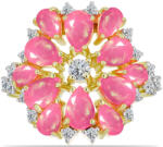  Arannyal Bevont Ezüst Gyűrű Rózsaszínű Lega Dembi Etióp Opállal és Fehér Topázzal, Y60862/57