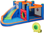 Outsunny 4 in 1 pentru copii Tobogan de apa Bounce House tobogan, trambulina, piscina, pentru copii de 3-8 ani
