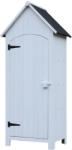 Outsunny Căsuță pentru Depozitarea Uneltelor din Lemn cu 3 Rafturi și Acoperiș Impermeabil din Bitum, 77, 5x54, 2x179, 5 cm, Albă