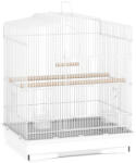 PawHut Colivie pentru Păsări Portabilă cu Mâner, Tăviță Extractibilă și 5 Uși, Stinghii și Leagăn, Alb