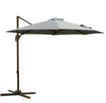 Outsunny Kerti Napernyő Karos Mechanizmussal, Állítható Dőlésszöggel, Ø2, 95x2, 5 m, Szürke