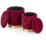  POLLY 2 darabos bordó bársony puff szett