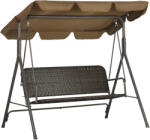 Outsunny 3 személyes kerti hintaágy állítható tetővel, PE rattan és acél, 167x112x153cm, barna