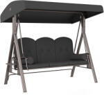 Outsunny Háromszemélyes Kerti Hintapad, Állítható Tetővel és Párnákkal, 120x208x172 cm, Szürke