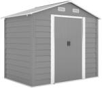 Outsunny Căsuță pentru Unelte cu Uși Glisante și 4 Grile de Ventilație, din Oțel și PP 196x236x208 cm, Gri Deschis