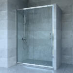 Welland SD-130 elhúzható zuhanyajtó - 130 cm - matt króm profil - pepita