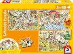Schmidt Spiele Puzzle pentru copii Schmidt din 3 x 48 piese - Distracție la grădina zoologică (56582) Puzzle