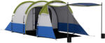  Cort de Camping Outsunny Impermeabil cu 2 Zone și 3 Intrări, din Poliester și Fibră de Sticlă, 420x200x150 cm, Verde