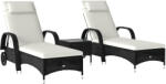Outsunny Kerti Rattan Bútor Szett, 2 Kültéri Napozóágy Párnákkal, 200×73×103cm, Fekete | Aosom. hu