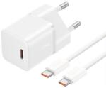 Baseus GaN5 Mini hálózati gyorstöltő 25W, USB Type-C, 1m kábellel, fehér (P1011090921301) (P1011090921301)