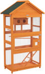 PawHut Madárház 3 Ajtóval, Házikóval, Lépcsővel és Tálcával, Fából és Fémből, 92x52x171 cm, Narancssárga és Fekete