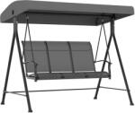Outsunny 3 Személyes Kerti Hintapad, Állítható Napellenzővel és Csúszásmentes Lábakkal, 195x118x170 cm, Sötétszürke