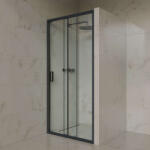 Welland SD-120 elhúzható zuhanyajtó - 120 cm - fekete profil - pepita