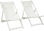 Outsunny 2 Darab Összecsukható és Állítható Napozószék Kültéri Használatra, 100 x 60 x 85 cm, Bézs