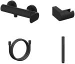 RAVAK Eleganta fali zuhanycsaptelep szettel , matt fekete EL 032.20BLM+S X07S140 (X07S140)