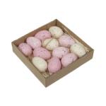  Dekoráció tojás akasztós műanyag 4cm rózsaszín, krém 12db/csomag