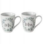 Boltze Fehér Kerámia Bögre Szett Pároknak 330 ML Virágmintás (2045929-BTE)