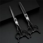  Hajvágó és Ritkító olló -Szett- 6.0 Japán Samurai Black 440C Siccors