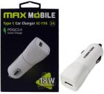 Max Mobile SC-198 USB-C 18W Autós Töltő (3858892933794) Fehér (3858892933794)