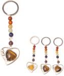  Ochi de tigru breloc inima 10 cm cu pietre 7 chakre pentru protectie si echilibru cadou spiritual 1 buc