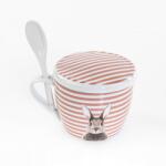 Boltze Fluffy bögre fedővel és kanállal, porcelán, nyuszi mintás, 600 ml (4066076331703)