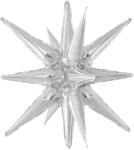 PartyPal Egyszínű csillag fólia lufi 3D 16" 40 cm Ezüst csillag, csak levegővel tölthető (LUFI741128)