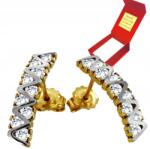 Deem Arany Hosszú Hullám Fülbevaló Strasszokkal 585 Stift