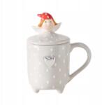 Boltze Kerámia Kávés Teáscsésze Fedővel 360 ml Mikulás Ajándék (2051134 -white)