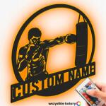 LaserGroot Kép Fa 3D Boxer az Ön nevével Dekoráció Led éjszakai lámpa (LaserGroot)