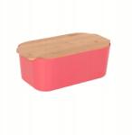 Excellent Houseware Műanyag Kenyértartó Rózsaszín Bambusz Kenyértartó Fedéllel 33X18, 5X12 CM (101001890 -coral)