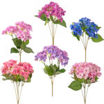 Valex Decor Hortenzia selyemvirág csokor, 34cm magas - 60db-os mix (LD046)