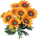 Valex Decor Napraforgó selyemvirág csokor, 9 fejes, 40cm magas, virágfej átmérő: 8cm - Narancssárga (LD062-03)