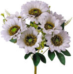 Valex Decor Napraforgó selyemvirág csokor, 9 fejes, 40cm magas, virágfej átmérő: 8cm - Fehér (LD062-01)