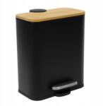 NUXIO Fürdőszobai szemetes kosár Fekete Keskeny Fém Pedál Bambusz Fedél (N04004B)