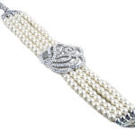  Bratara chic cu perlute si ornament trandafir cu cristale