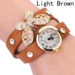 QUARTZ Ceas dama curea lunga Crystals & butterfly- light coffee Ceas