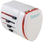 Spacer Adaptor universal SPACER, compatibilitate cu toate prizele-150 tari, intrare suplimentara 2xusb, rezistenta la temperaturi inalte/protectie la oxidare (cupru placat cu nichel), tensiune: 110-250V, amp