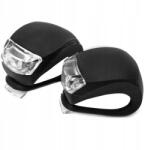 Dodaco Set 2 lumini bicicleta, din silicon, lumina alba, 3 moduri de iluminare, impermeabile, prindere rapida cu clema, rezistente la praf si ploaie, negru