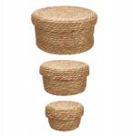  Kerek Fonott Kosár Tengerifűből 3 Db 16X25 CM (64209-AR)