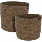 Home Styling Collection Tároló Kosár Kerek Fonott Barna Pamut 2 Db 20, 5X15 CM (KR2800320)
